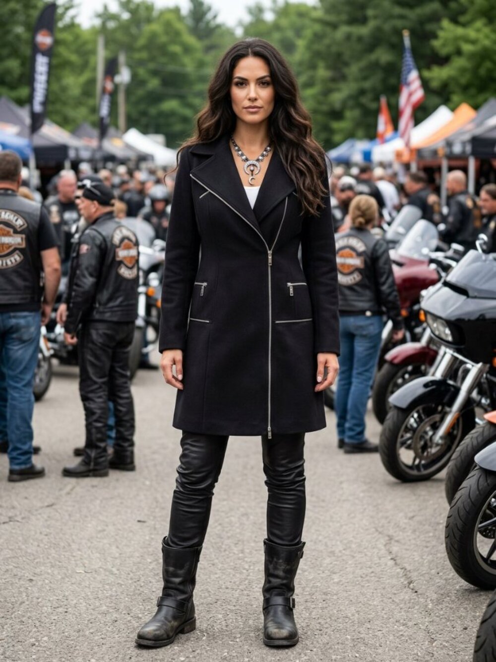 Black Biker Moto Stylish Coat Medium